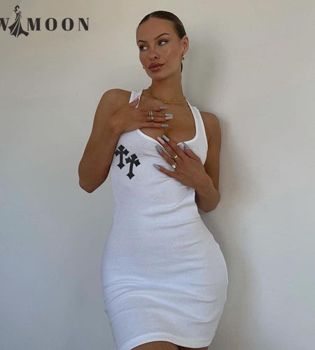 Cross Spliced Square Collar Dress